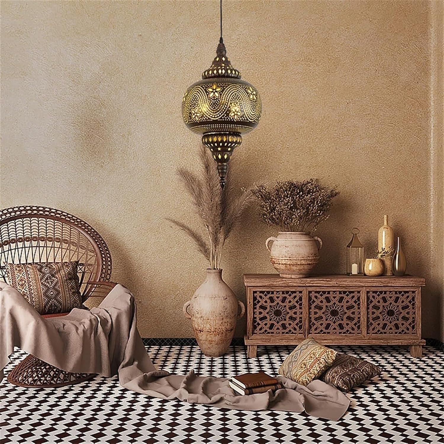 Oval × Geometric 紙細工のような ガラス ペンダントライト